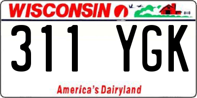 WI license plate 311YGK