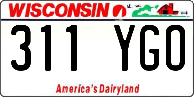 WI license plate 311YGO