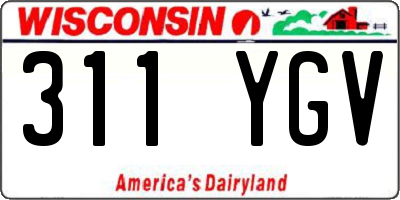 WI license plate 311YGV