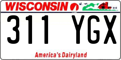 WI license plate 311YGX