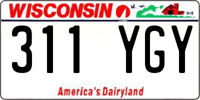 WI license plate 311YGY