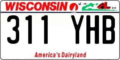 WI license plate 311YHB