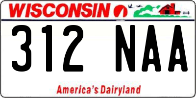WI license plate 312NAA