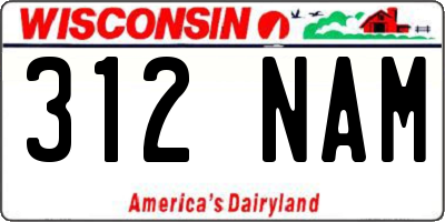 WI license plate 312NAM