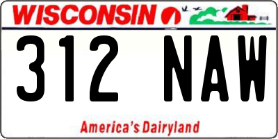 WI license plate 312NAW