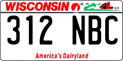 WI license plate 312NBC