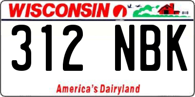 WI license plate 312NBK