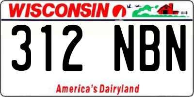 WI license plate 312NBN