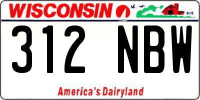 WI license plate 312NBW