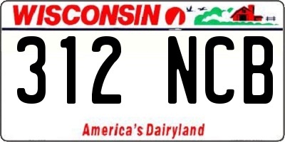 WI license plate 312NCB