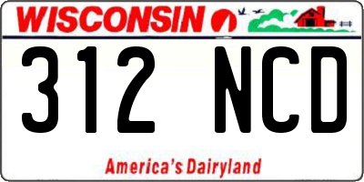 WI license plate 312NCD