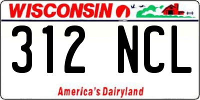 WI license plate 312NCL