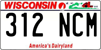 WI license plate 312NCM