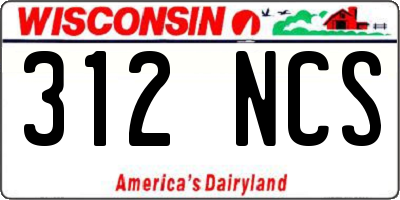 WI license plate 312NCS