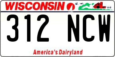 WI license plate 312NCW