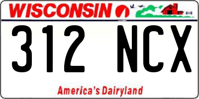 WI license plate 312NCX