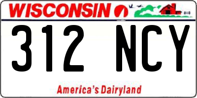WI license plate 312NCY
