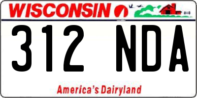 WI license plate 312NDA