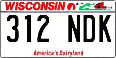 WI license plate 312NDK