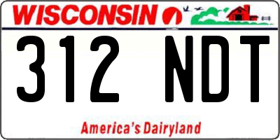 WI license plate 312NDT