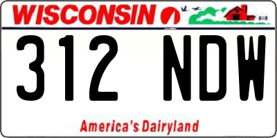 WI license plate 312NDW