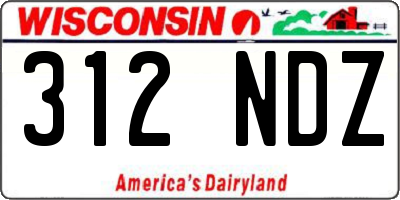 WI license plate 312NDZ