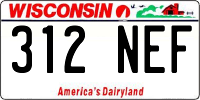 WI license plate 312NEF