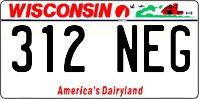 WI license plate 312NEG