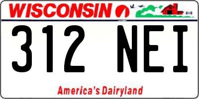 WI license plate 312NEI