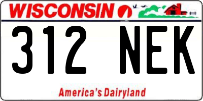 WI license plate 312NEK