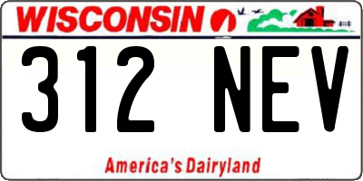 WI license plate 312NEV