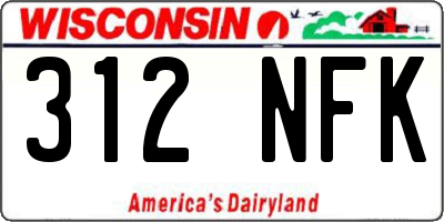 WI license plate 312NFK