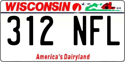 WI license plate 312NFL