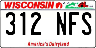 WI license plate 312NFS