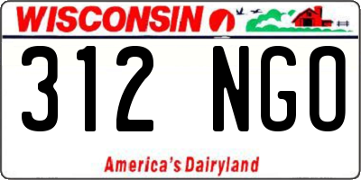 WI license plate 312NGO