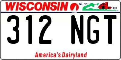 WI license plate 312NGT