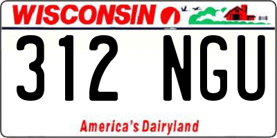 WI license plate 312NGU