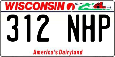 WI license plate 312NHP