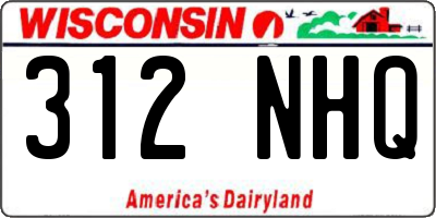 WI license plate 312NHQ
