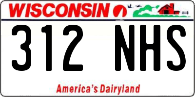 WI license plate 312NHS