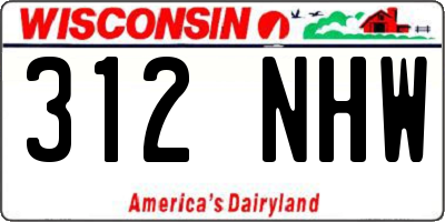 WI license plate 312NHW