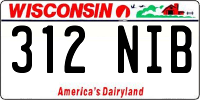 WI license plate 312NIB