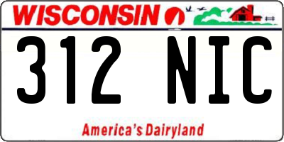 WI license plate 312NIC