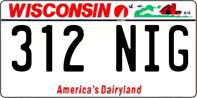 WI license plate 312NIG
