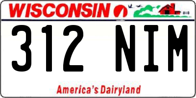 WI license plate 312NIM