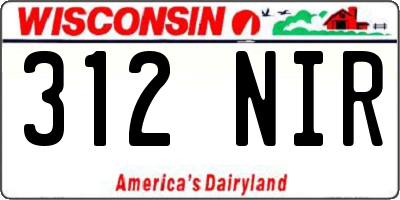 WI license plate 312NIR