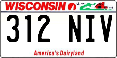 WI license plate 312NIV