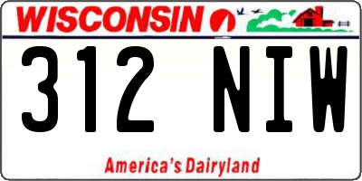 WI license plate 312NIW
