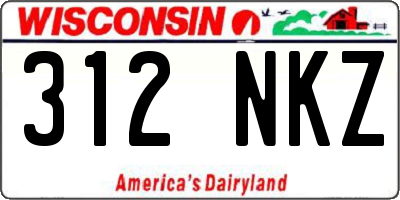 WI license plate 312NKZ
