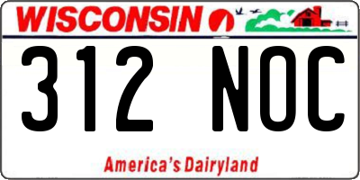 WI license plate 312NOC